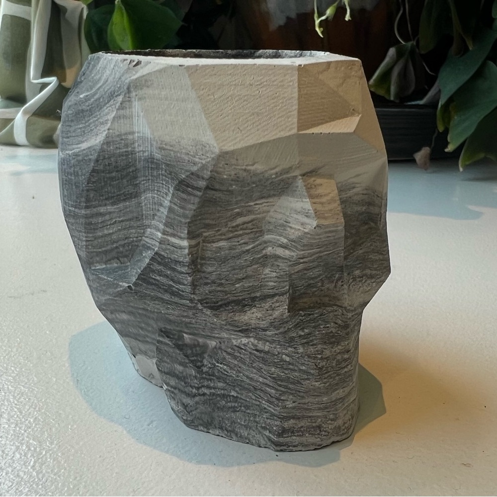 Set of 3 Concrete skull candle holders